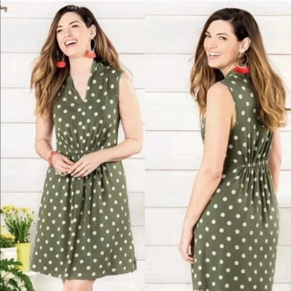 Matilda Jane Dress Sz Medium Dot Your I’s Polka Dot Green Soft Midi